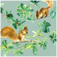 Serviette "Zwei Eichhörnchen" - 5 Stück von Grün