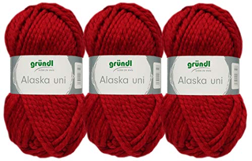 3x100 Gramm Gründl Alaska Wolle Uni inkl. Anleitung für ein Orka Wal (02 Rot) von Gründl Wolle/ HdK-Versand