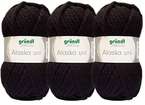 3x100 Gramm Gründl Alaska Wolle Uni inkl. Anleitung für ein Orka Wal (06 Schwarz) von Gründl Wolle/ HdK-Versand
