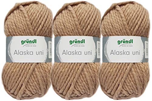 3x100 Gramm Gründl Alaska Wolle Uni inkl. Anleitung für ein Orka Wal (08 Beige) von Gründl Wolle/ HdK-Versand