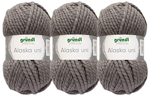 HDmirrorR 3x100 Gramm Gründl Alaska Wolle Uni inkl. Anleitung für EIN Orka Wal (09 Grau) von Gründl Wolle/ HdK-Versand