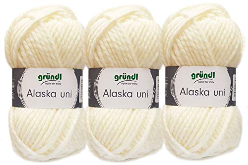 3x100 Gramm Gründl Alaska Wolle Uni inkl. Anleitung für ein Orka Wal (13 Weiss) von Gründl