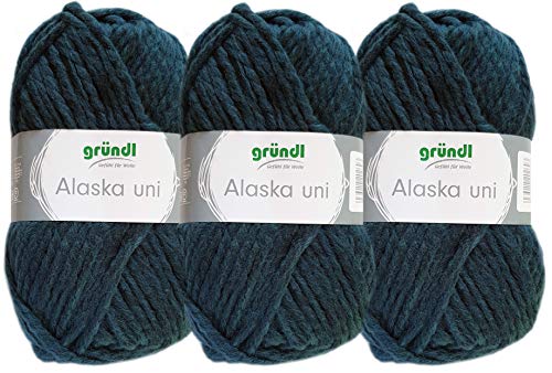 3x100 Gramm Gründl Alaska Wolle Uni inkl. Anleitung für ein Orka Wal (20 Petrol) von Gründl Wolle/ HdK-Versand