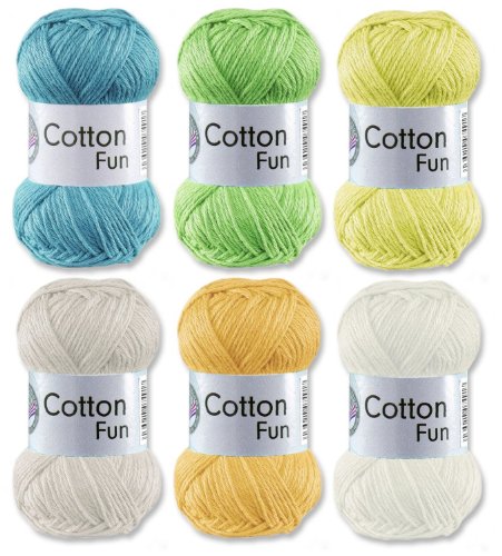 Gründl Cotton Fun Häkelgarn Schulgarn 100% Baumwolle SET Pastell Mischung 6 Stück 300 Gramm von Gründl