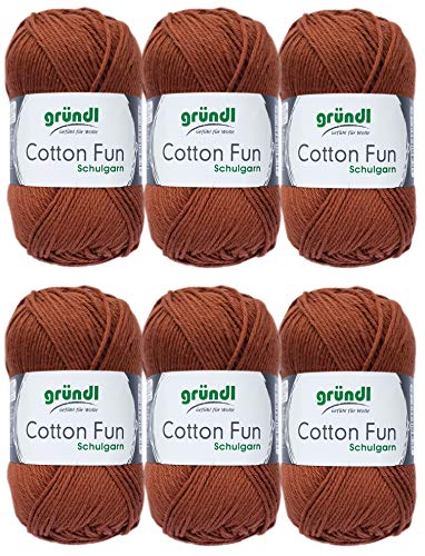 Gründl Cotton Fun Wolle Set 6x 50 Gramm Braun 14 aus 100% Baumwolle von Gründl Wolle