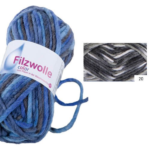 Filzwolle Color, 50g, Fb. 20, Grau-Mix von Gründl