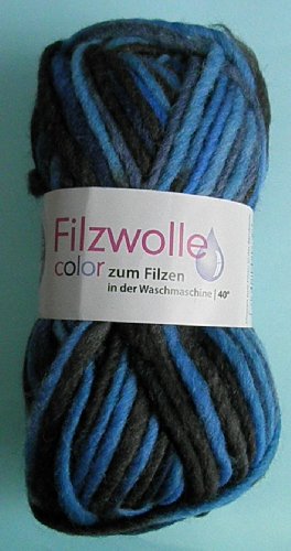 Filzwolle Color, 50g, Fb. 23, Blau-Mix [Haushaltswaren] von Gründl