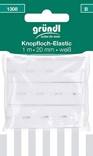 Gründl 1 Meter Knopfloch-Elastic Band 20 mm weiß 1308 von Gründl