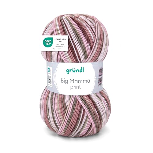 Gründl 2612-34 Big Mamma print Wolle, Acryl, Altrosa-mauve-pflaume-olive-leinen, 30 x 17 x 14 cm, 400 g von Gründl