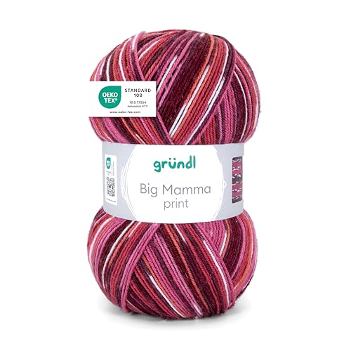 Gründl 2612-35 Big Mamma print Wolle, Acryl, Burgund-weinrot-rosa-weiß-teracotta, 30 x 17 x 14 cm, 400 g von Gründl