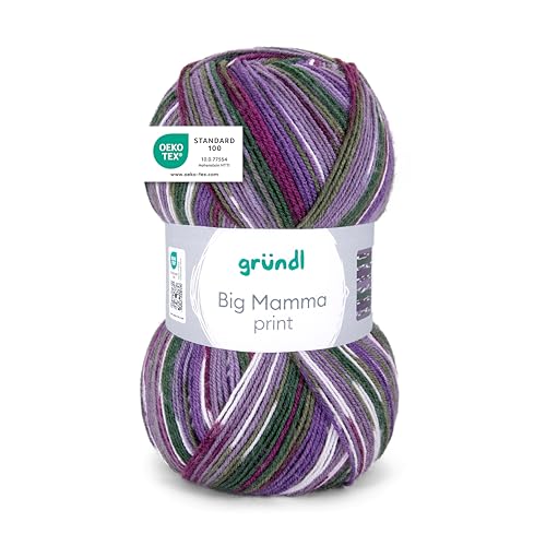 Gründl Wolle Big Mamma Print - XXL Wolle zum Stricken - Großknäuel 400 g / 1040 m - Wolle Farbverlauf aus 100 % Polyacryl - Violett-grün-weiß-moosgrün-lavendel Gründl Wolle Big Mamma Print - XXL Wolle zum Stricken - Großknäuel 400 g / 1040 m - Wolle Farbverlauf aus 100 % Polyacryl - Violett-grün-weiß-moosgrün-lavendel von Gründl