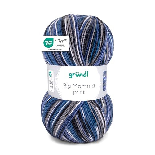 Gründl Wolle Big Mamma Print - XXL Wolle zum Stricken - Großknäuel 400 g / 1040 m - Wolle Farbverlauf aus 100 % Polyacryl - Jeans-azur-blau-grau-marine-weiß Gründl Wolle Big Mamma Print - XXL Wolle zum Stricken - Großknäuel 400 g / 1040 m - Wolle Farbverlauf aus 100 % Polyacryl - Jeans-azur-blau-grau-marine-weiß von Gründl