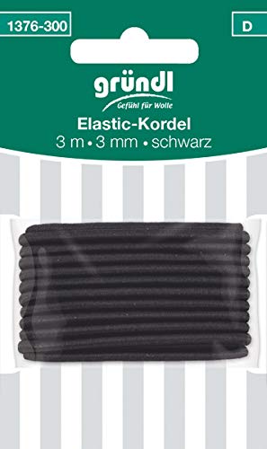 Gründl 3 Meter Elastic-Kordel 3 mm Band Gummi schwarz 1376 von Gründl