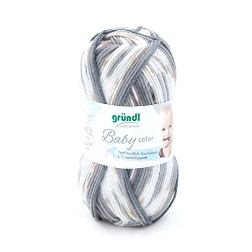 Gründl 3457-08 Garn, 70% Polyacryl 30% Polyamid, Beige Braun Grau Weiß Mehrfarbig, ca. 150 m, 50 gram von Gründl