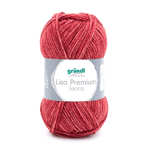 Gründl 4747-03 Lisa Premium Jeans Garn, Acrylic, Orientrot Meliert, 3,5-4,5 mm, 150 Meter Gründl 4747-03 Lisa Premium Jeans Garn, Acrylic, Orientrot Meliert, 3,5-4,5 mm, 150 Meter von Gründl