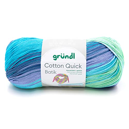 Gründl 4921-01 Cotton Quick Batik Garn, hellblau-violett-apfelgrün, 1 x 100 g von Gründl