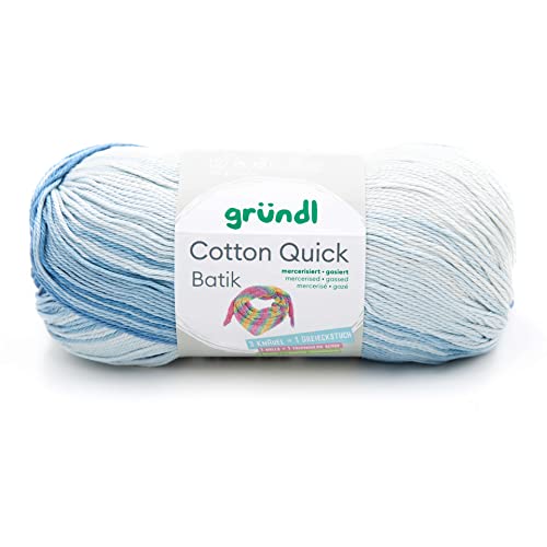 Gründl 4921-02 Cotton Quick Batik Garn, hellblau-mittelblau-dunkelblau, 1 x 100 g von Gründl