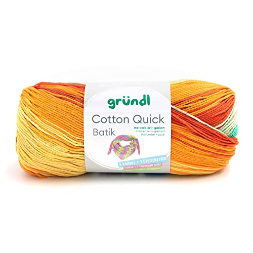 Gründl 4921-05 Cotton Quick Batik Garn, hellblau-grün-mais-orange, 1 x 100 g von Gründl