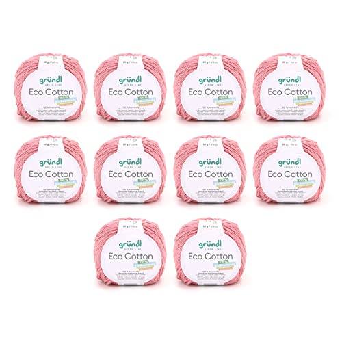 Gründl Wolle Eco Cotton (Garn aus 100% Bio-Baumwolle, OEKO-TEX® zertifiziert, pflegeleicht & waschbar, 50 g / 105 m, Nadelstärke: 3,50 – 4,50 mm, 10 x 50 g), pastell rosa Gründl Wolle Eco Cotton (Garn aus 100% Bio-Baumwolle, OEKO-TEX® zertifiziert, pflegeleicht & waschbar, 50 g / 105 m, Nadelstärke: 3,50 – 4,50 mm, 10 x 50 g), pastell rosa von Gründl
