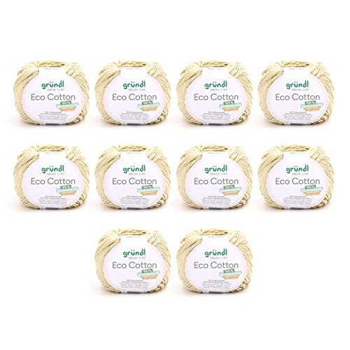 Gründl Wolle Eco Cotton (Garn aus 100% Bio-Baumwolle, OEKO-TEX® zertifiziert, pflegeleicht & waschbar, 50 g / 105 m, Nadelstärke: 3,50 – 4,50 mm, 10 x 50 g), salbei Gründl Wolle Eco Cotton (Garn aus 100% Bio-Baumwolle, OEKO-TEX® zertifiziert, pflegeleicht & waschbar, 50 g / 105 m, Nadelstärke: 3,50 – 4,50 mm, 10 x 50 g), salbei von Gründl