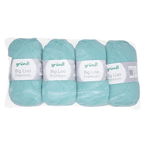 Gründl Big Lisa Premium Strick- & Häkelgarn (pflegeleichtes Garn aus 100% Polyacryl, 250 g/ 665 m, Nadelstärke: 3,5-4,5, 4 Knäuel á 250 g), Türkis Gründl Big Lisa Premium Strick- & Häkelgarn (pflegeleichtes Garn aus 100% Polyacryl, 250 g/ 665 m, Nadelstärke: 3,5-4,5, 4 Knäuel á 250 g), Türkis von Gründl