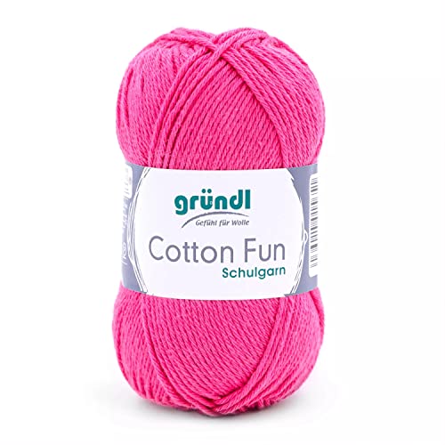 Gründl Cotton Fun Strickgarn/ Häkelgarn (weiches Garn aus 100% Baumwolle , OEKO-TEX zertifiziert, 50 g/115 m, Nadelstärke: 3-4, 1 Knäuel á 50 g), Fuchsia von Gründl