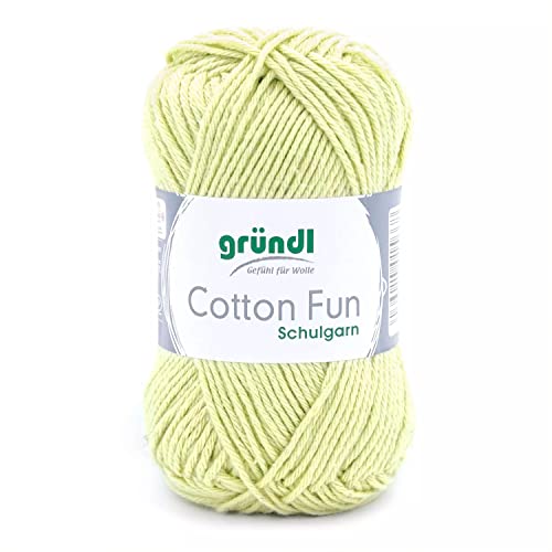 Gründl Cotton Fun Strickgarn/ Häkelgarn (weiches Garn aus 100% Baumwolle , OEKO-TEX zertifiziert, 50 g/115 m, Nadelstärke: 3-4, 1 Knäuel á 50 g), Hellgrün von Gründl