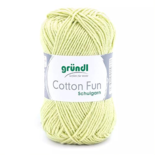 Gründl Cotton Fun Strickgarn/ Häkelgarn (weiches Garn aus 100% Baumwolle , OEKO-TEX zertifiziert, 50 g/115 m, Nadelstärke: 3-4, 1 Knäuel á 50 g), Hellgrün von Gründl