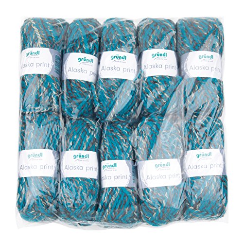 Gründl Alaska print (Strick- und Häkelgarn mit wollartigem Charakter aus 80 % Polyacryl und 20 % Wolle, 100 g / 75 m, Nadelstärke: 10 - 12, 10 x 100 g), Blue Sky Color, 40 x 37 x 11 cm Gründl Alaska print (Strick- und Häkelgarn mit wollartigem Charakter aus 80 % Polyacryl und 20 % Wolle, 100 g / 75 m, Nadelstärke: 10 - 12, 10 x 100 g), Blue Sky Color, 40 x 37 x 11 cm von Gründl