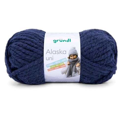 Gründl Alaska uni Wolle zum Stricken aus 80% Polyacryl, 20% Wolle, dicke Wolle 100 g, marine Gründl Alaska uni Wolle zum Stricken aus 80% Polyacryl, 20% Wolle, dicke Wolle 100 g, marine von Gründl