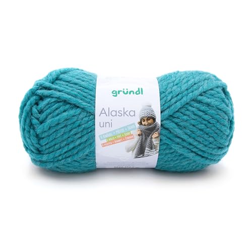 Gründl Alaska uni Wolle zum Stricken aus 80% Polyacryl, 20% Wolle, dicke Wolle 100 g, smaragd von Gründl