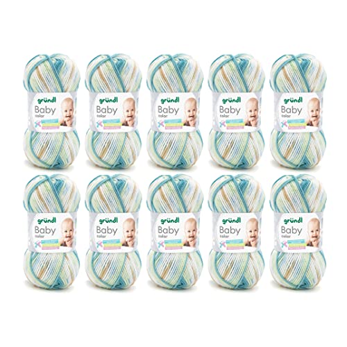 Gründl Baby color, 10 Knäuel à 50 g Wolle (Wollähnliches Handstrick- & Häkelgarn, 70 % Polyacryln & 30 % Polyamid, 100 g / 300 m), acquamarin braun mint natur multicolor Gründl Baby color, 10 Knäuel à 50 g Wolle (Wollähnliches Handstrick- & Häkelgarn, 70 % Polyacryln & 30 % Polyamid, 100 g / 300 m), acquamarin braun mint natur multicolor von Gründl