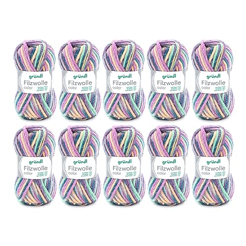 Gründl Filzwolle color, (OEKO-TEX zertifiziert, 100 % Schurwolle zum Filzen, 50 g / 50 m, Nadelstärke: 8 - 9, 10 Knäuel á 50 g), Rose-grün-Multicolor Gründl Filzwolle color, (OEKO-TEX zertifiziert, 100 % Schurwolle zum Filzen, 50 g / 50 m, Nadelstärke: 8 - 9, 10 Knäuel á 50 g), Rose-grün-Multicolor von Gründl
