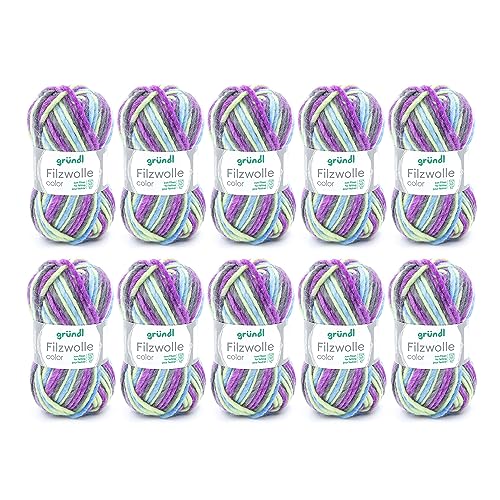 Gründl Filzwolle color, (OEKO-TEX zertifiziert, 100 % Schurwolle zum Filzen, 50 g / 50 m, Nadelstärke: 8 - 9, 10 Knäuel á 50 g), lila-grün-Multicolor, 31 x 32 x 6 cm Gründl Filzwolle color, (OEKO-TEX zertifiziert, 100 % Schurwolle zum Filzen, 50 g / 50 m, Nadelstärke: 8 - 9, 10 Knäuel á 50 g), lila-grün-Multicolor, 31 x 32 x 6 cm von Gründl
