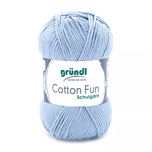 Gründl Cotton Fun Strickgarn/ Häkelgarn (weiches Garn aus 100% Baumwolle , OEKO-TEX zertifiziert, 50 g/115 m, Nadelstärke: 3-4, 1 Knäuel á 50 g), babyblau von Gründl