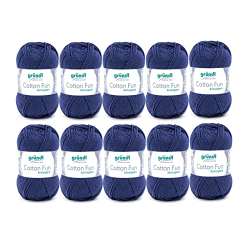 Gründl Wolle Cotton Fun Strickgarn Häkelgarn 100% Baumwolle, marine, 10 x 50 g, 500 Gründl Wolle Cotton Fun Strickgarn Häkelgarn 100% Baumwolle, marine, 10 x 50 g, 500 von Gründl
