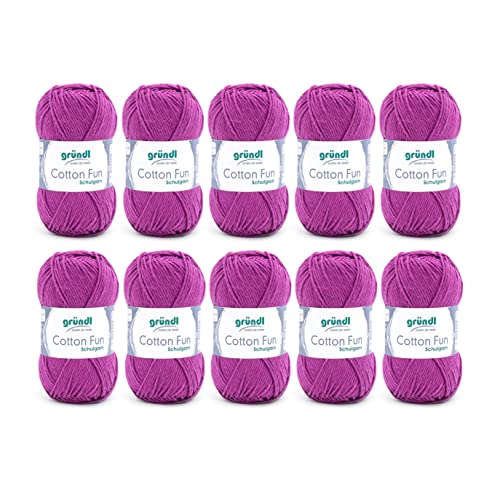 Gründl Wolle Cotton Fun Strickgarn Häkelgarn 100% Baumwolle, purpur, 10 x 50 g, 500 Gründl Wolle Cotton Fun Strickgarn Häkelgarn 100% Baumwolle, purpur, 10 x 50 g, 500 von Gründl
