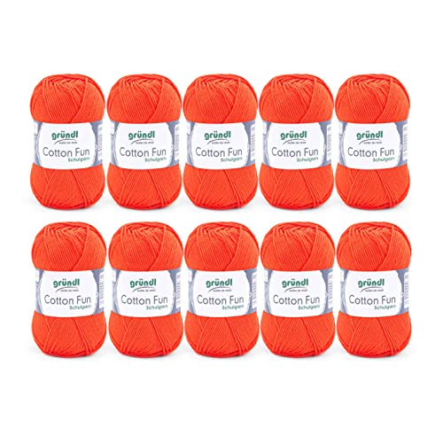 Gründl Wolle Cotton Fun Strickgarn Häkelgarn 100% Baumwolle, orange, 10 x 50 g, 500 Gründl Wolle Cotton Fun Strickgarn Häkelgarn 100% Baumwolle, orange, 10 x 50 g, 500 von Gründl
