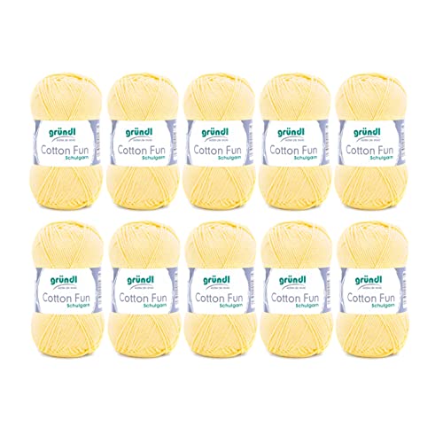 Gründl Wolle Cotton Fun Strickgarn Häkelgarn 100% Baumwolle, pastellgelb, 10 x 50 g, 500 Gründl Wolle Cotton Fun Strickgarn Häkelgarn 100% Baumwolle, pastellgelb, 10 x 50 g, 500 von Gründl