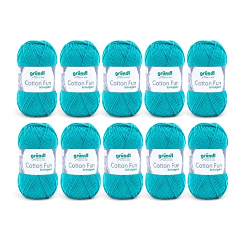 Gründl Wolle Cotton Fun Strickgarn Häkelgarn 100% Baumwolle, türkisblau, 10 x 50 g, 500 Gründl Wolle Cotton Fun Strickgarn Häkelgarn 100% Baumwolle, türkisblau, 10 x 50 g, 500 von Gründl