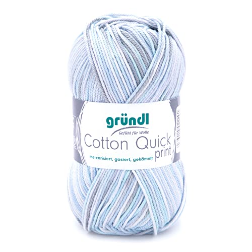 Gründl Cotton Quick Print Garn, Mint-Blau-Weiß-Grau-Mix Color, Ca. 125 m von Gründl