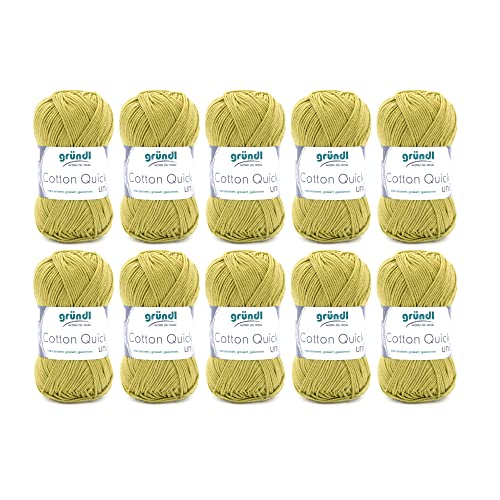 Gründl Wolle Cotton Quick Uni - 10 x 50 g - Strickgarn - Häkelgarn - 100 % Baumwolle - Hautfreundlich & Pflegeleicht - Nadelstärke 3-4 - Hellolive Gründl Wolle Cotton Quick Uni - 10 x 50 g - Strickgarn - Häkelgarn - 100 % Baumwolle - Hautfreundlich & Pflegeleicht - Nadelstärke 3-4 - Hellolive von Gründl