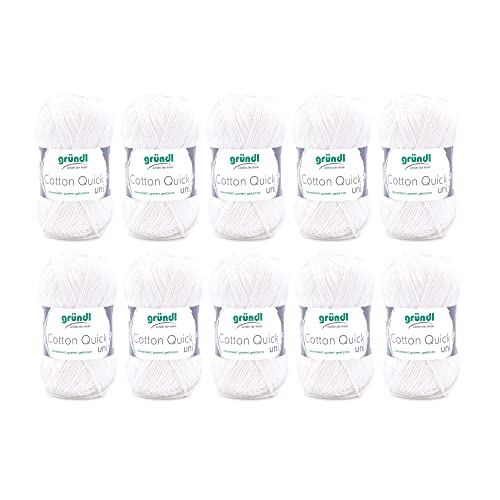 Gründl Wolle Cotton Quick Uni - 10 x 50 g - Strickgarn - Häkelgarn - 100 % Baumwolle - Hautfreundlich & Pflegeleicht - Nadelstärke 3-4 - Creme Gründl Wolle Cotton Quick Uni - 10 x 50 g - Strickgarn - Häkelgarn - 100 % Baumwolle - Hautfreundlich & Pflegeleicht - Nadelstärke 3-4 - Creme von Gründl