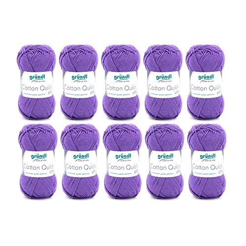 Gründl Wolle Cotton Quick uni - Wolle zum Häkeln aus 100 % Baumwolle - Wolle zum Stricken - glänzendes Baumwollgarn 10 Knäuel 50 g / 125 m - Nadelstärke 3-4 - Lila Gründl Wolle Cotton Quick uni - Wolle zum Häkeln aus 100 % Baumwolle - Wolle zum Stricken - glänzendes Baumwollgarn 10 Knäuel 50 g / 125 m - Nadelstärke 3-4 - Lila von Gründl