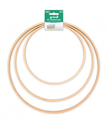 Gründl DIY Bambus-Ringe, 205 mm, 260 mm, 305 mm, 3 Ringe,Makramè, Basteln, Mobile, von Gründl