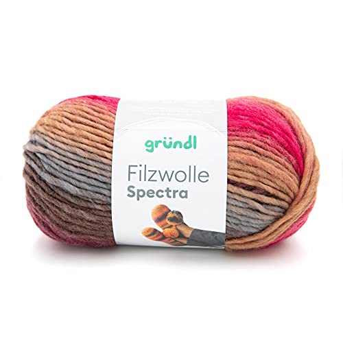 Gründl Filzwolle Spectra, (OEKO-TEX zertifiziert, 100 % Schurwolle zum Filzen, 100 g / 100 m, 1 Knäuel á 100 g), cabernet multicolor von Gründl