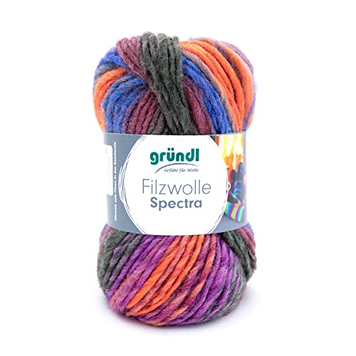 Gründl Filzwolle Spectra, (OEKO-TEX zertifiziert, 100% Schurwolle zum Filzen, 100 g / 100 m, 1 Knäuel á 100 g), colored fruits multicolor von Gründl