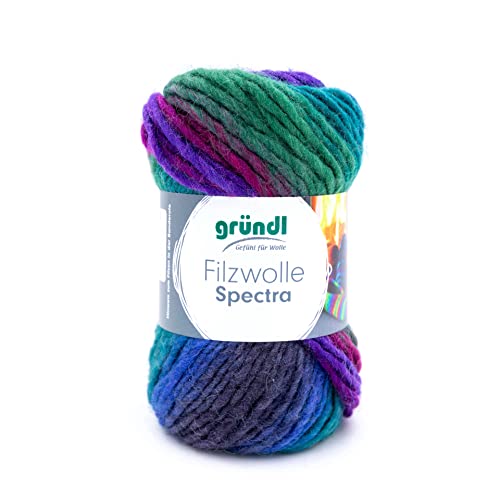 Gründl Filzwolle Spectra, (OEKO-TEX zertifiziert, 100 % Schurwolle zum Filzen, 100 g / 100 m, 1 Knäuel á 100 g), mystery multicolor von Gründl