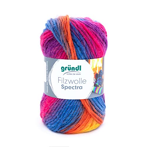 Gründl Filzwolle Spectra, (OEKO-TEX zertifiziert, 100 % Schurwolle zum Filzen, 100 g / 100 m, 1 Knäuel á 100 g), wild berry multicolor von Gründl