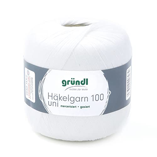 Gründl Häkelgarn 100 Garn, wool, weiß, 566 m von Gründl